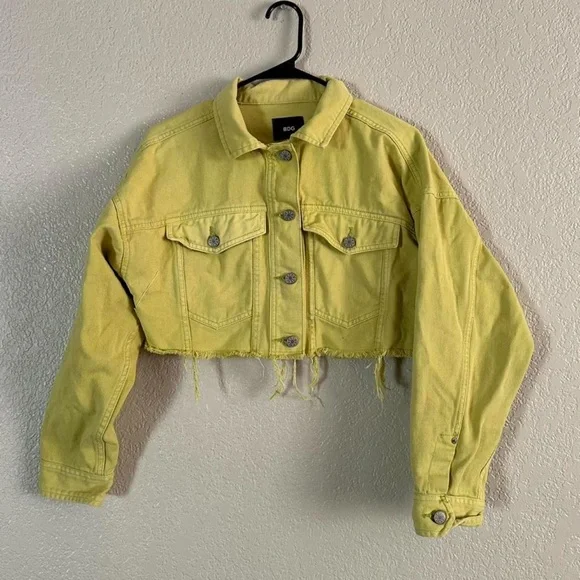 BDG women’s lime green cropped denim jacket size M - Picture 1 of 4